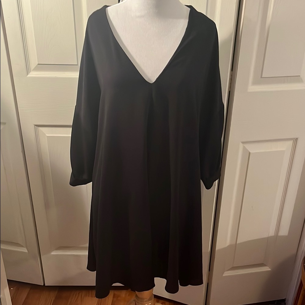 ASOS Black V-Neck Bishop Sleeve Sundress